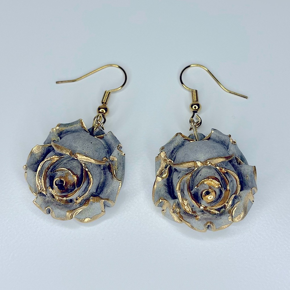 Handcrafted concrete dangle earring